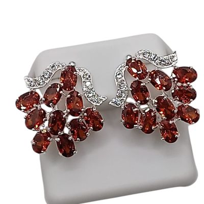 ARETE RACIMO DE CZ COLOR AMBAR PLATA .925