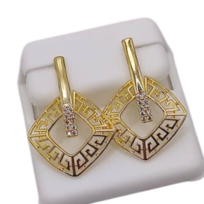 ARETE LARGO FANCY CON CHAPA. PLATA .925