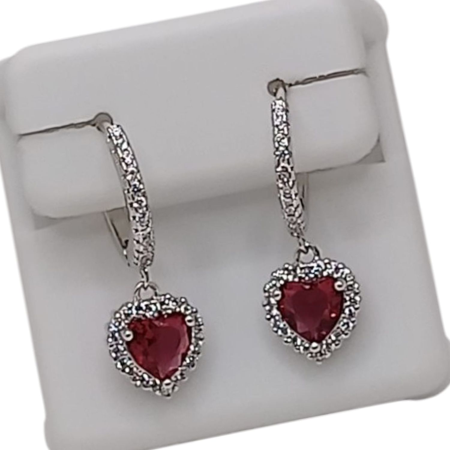 HUGGIE CORAZON ROJO COLGANTE 2 CM PLATA .925