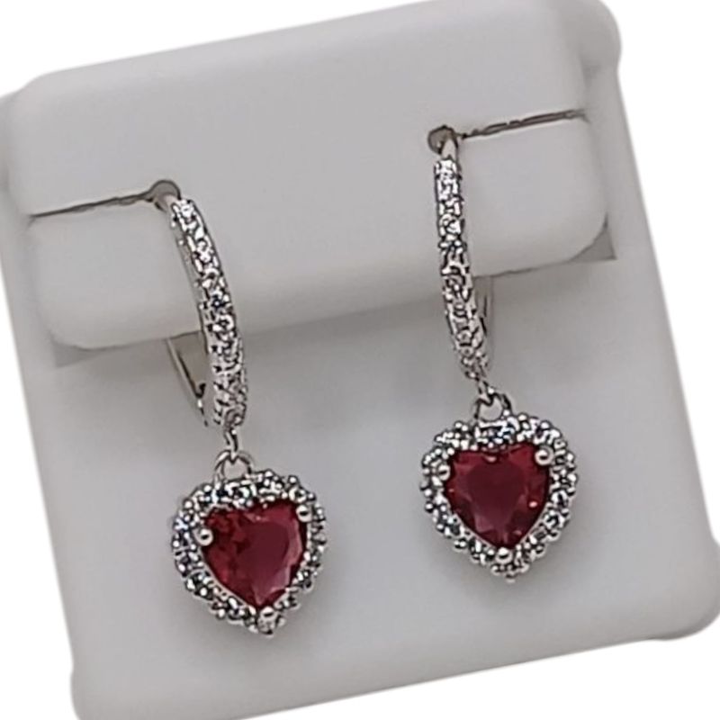 HUGGIE CORAZON ROJO COLGANTE 2 CM PLATA .925
