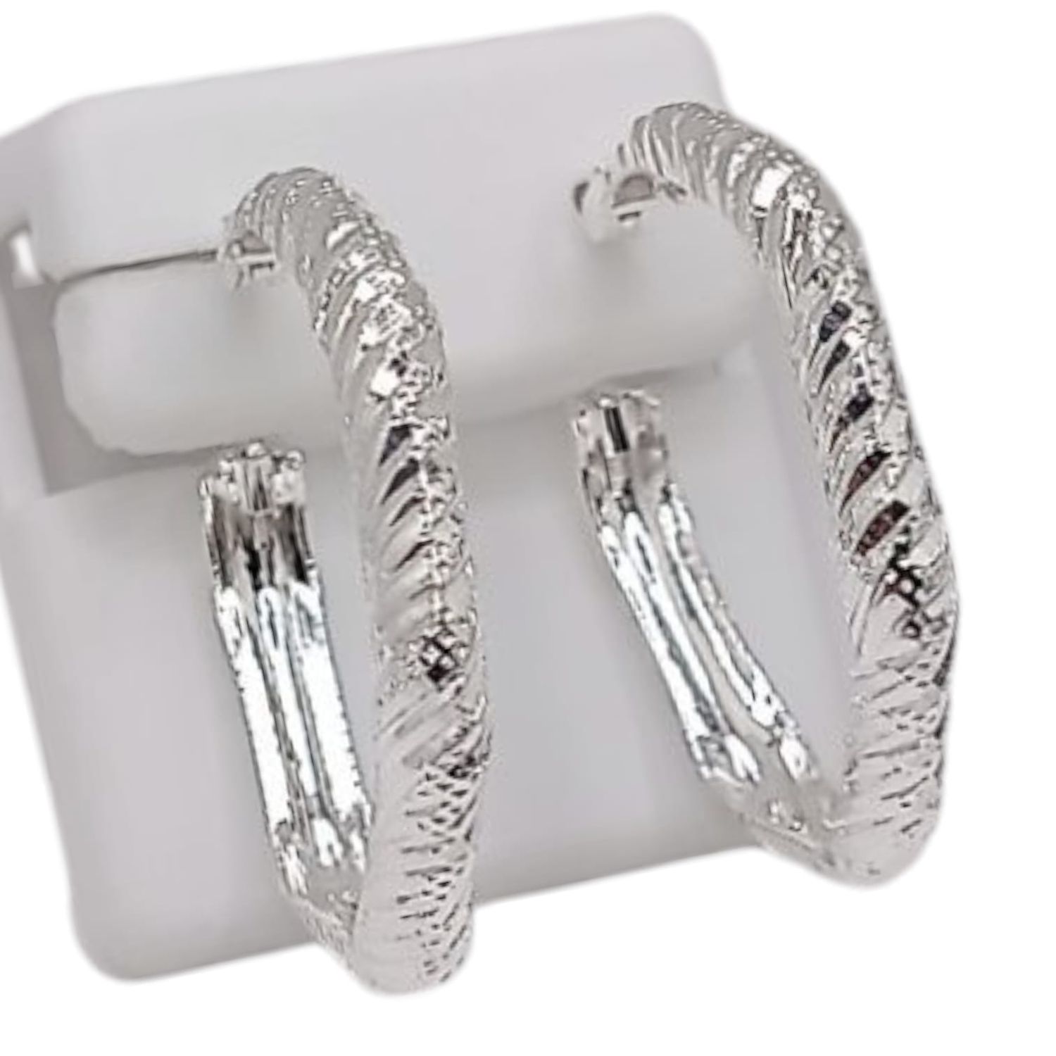 ARRACADA TORSAL HEXAGONAL  3.5 CM  PLATA .925
