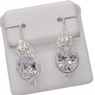 ARETE CZ BCA 2.5 CM LARGO  PLATA .925