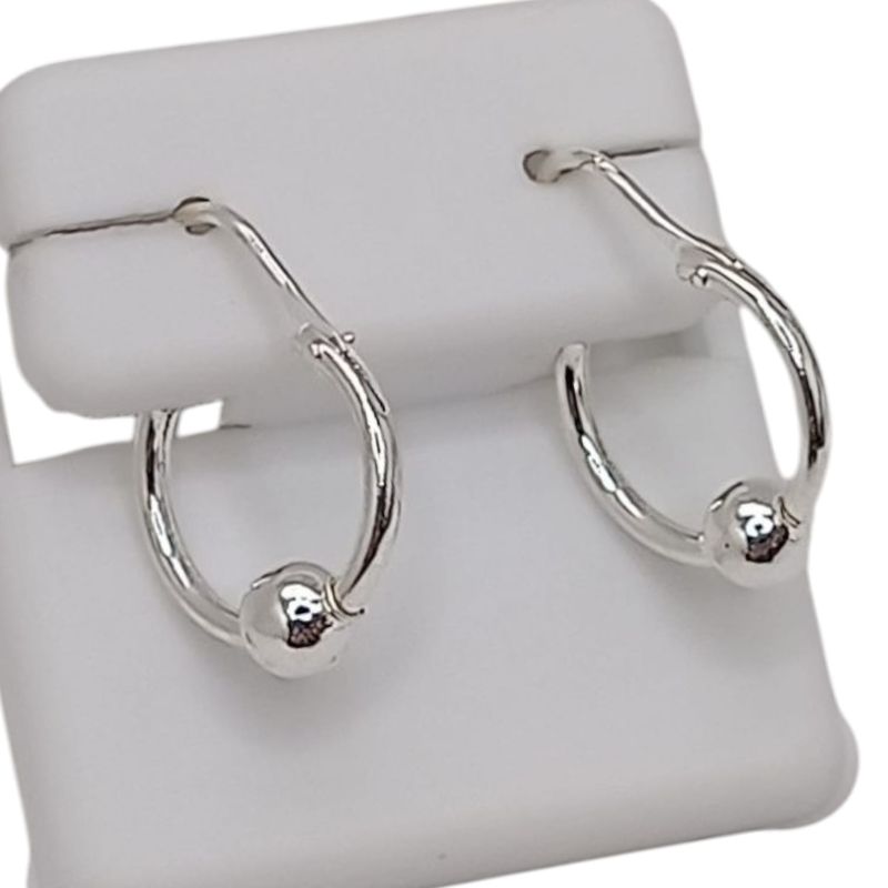 ARRACADA CON BOLITA ABAJO 2 CM PLATA .925