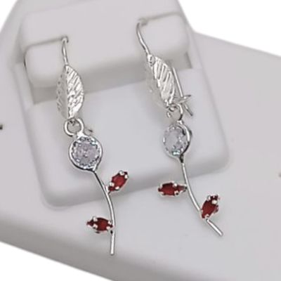 ARETE DE ARILLO FLOR , DIFERENTES COLORES PLATA .925