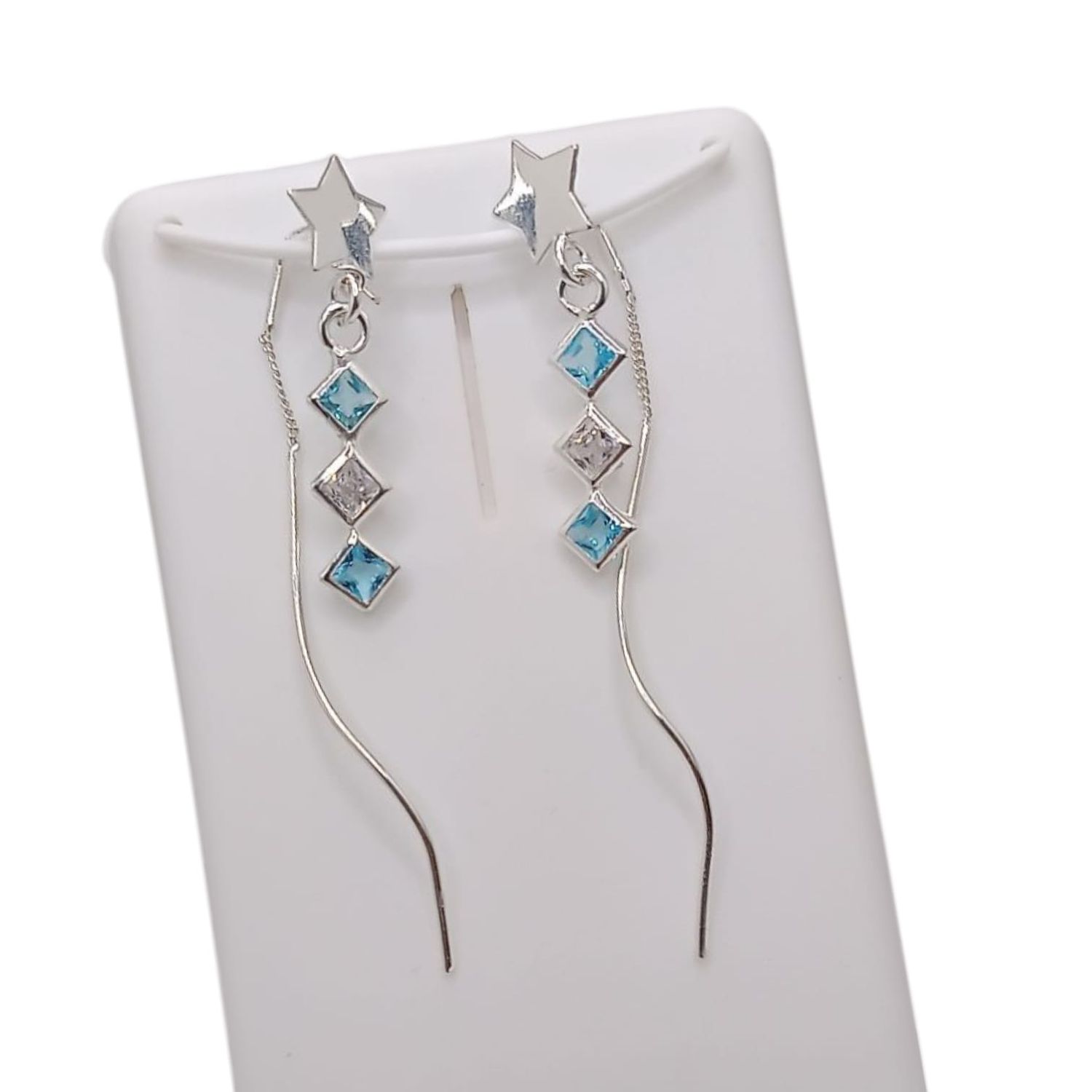 Arete violador Rombos, Diferentes colores. PLATA .925