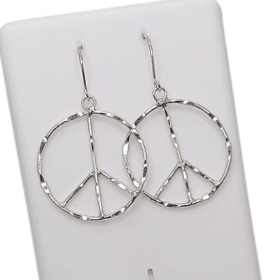 ARETE LARGO AMOR Y PAZ 3 CM LARGO ,  PLATA .925