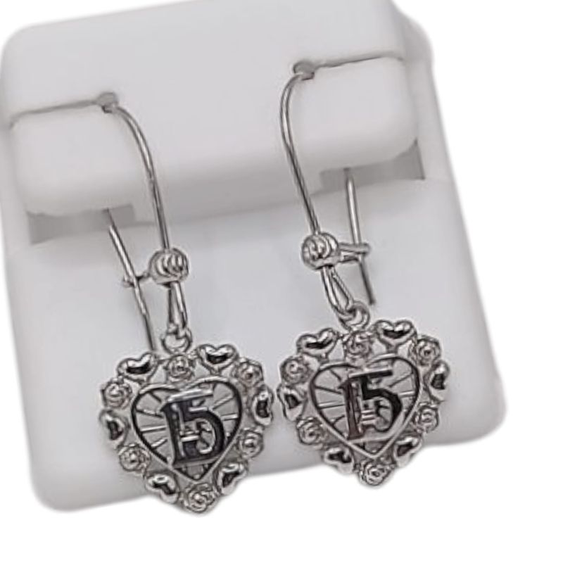 ARETE ARILLO QUINCE AÑOS 3.2 CM  RODIO CON PLATA 925