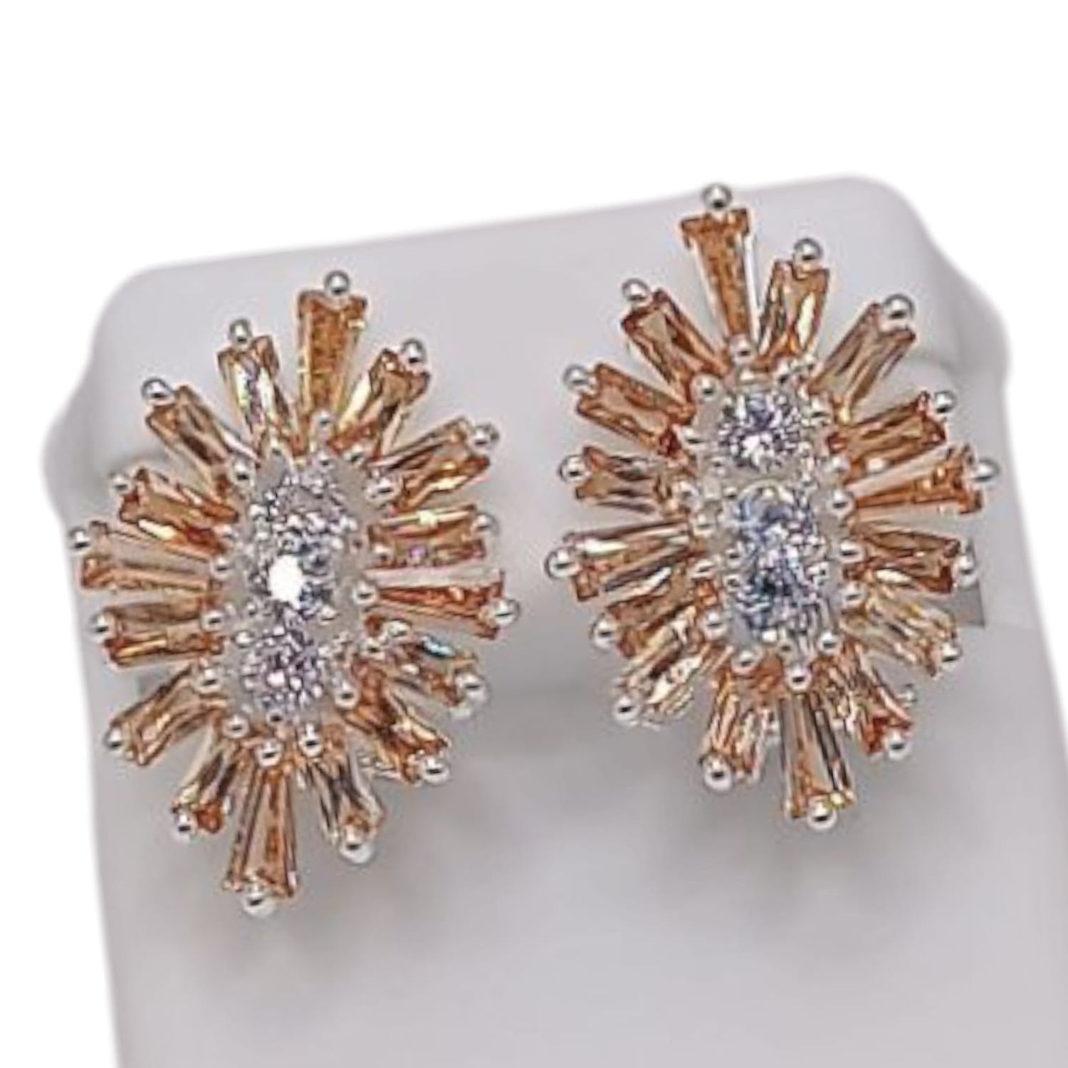 ARETE CZ BAGUETT AMBAR 2 CM  PLATA .925