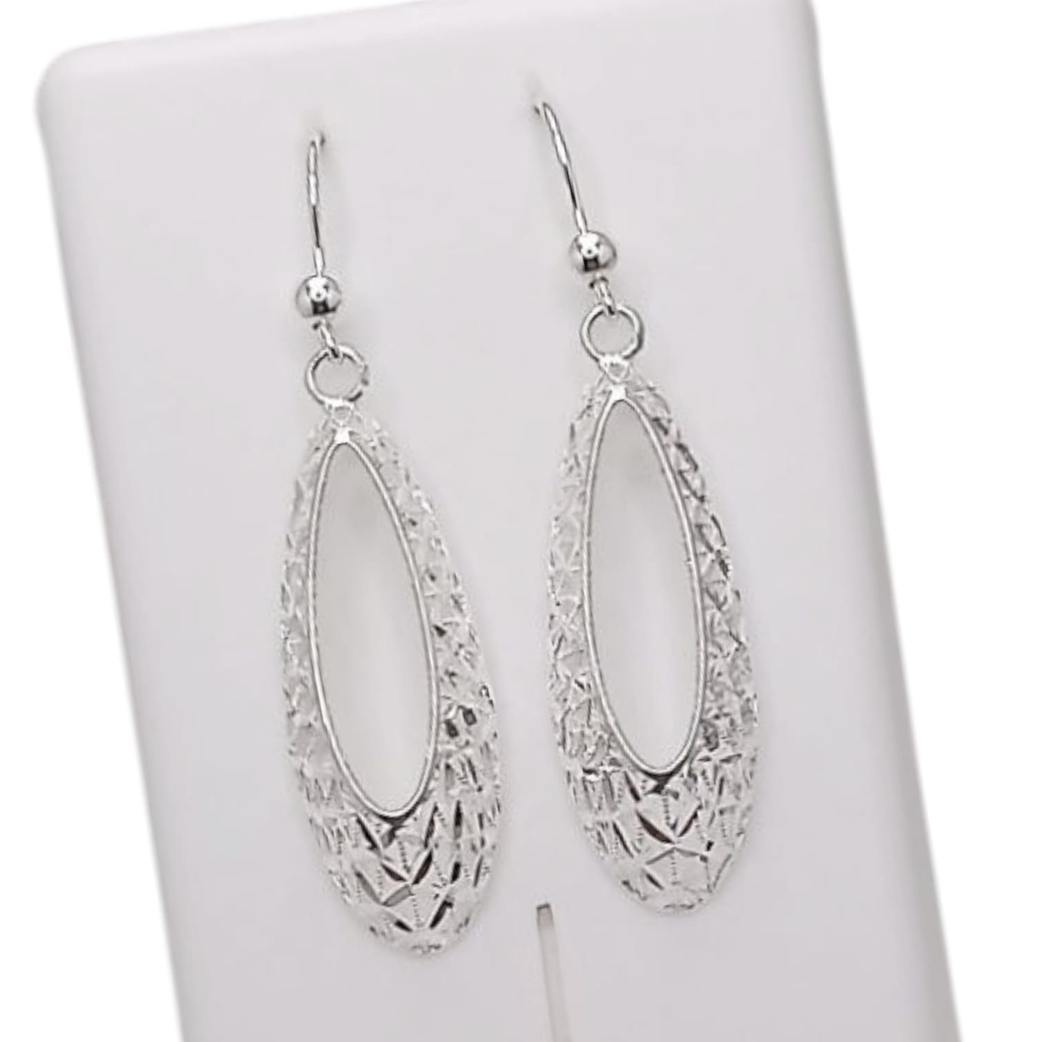 ARETE OVALADO DIAMANTADO 5.5 CM  PLATA .925