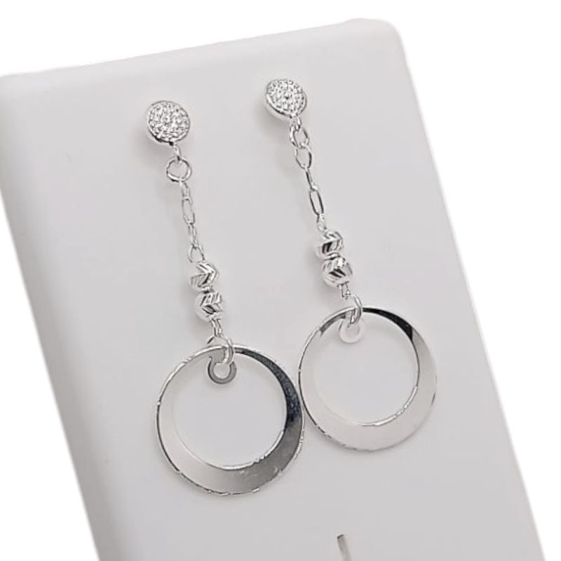 ARETE LARGO CON CIRCULO 4.5 CM PLATA .925