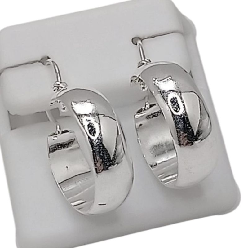 ARRACADA LISA  2.5 CM PLATA .925