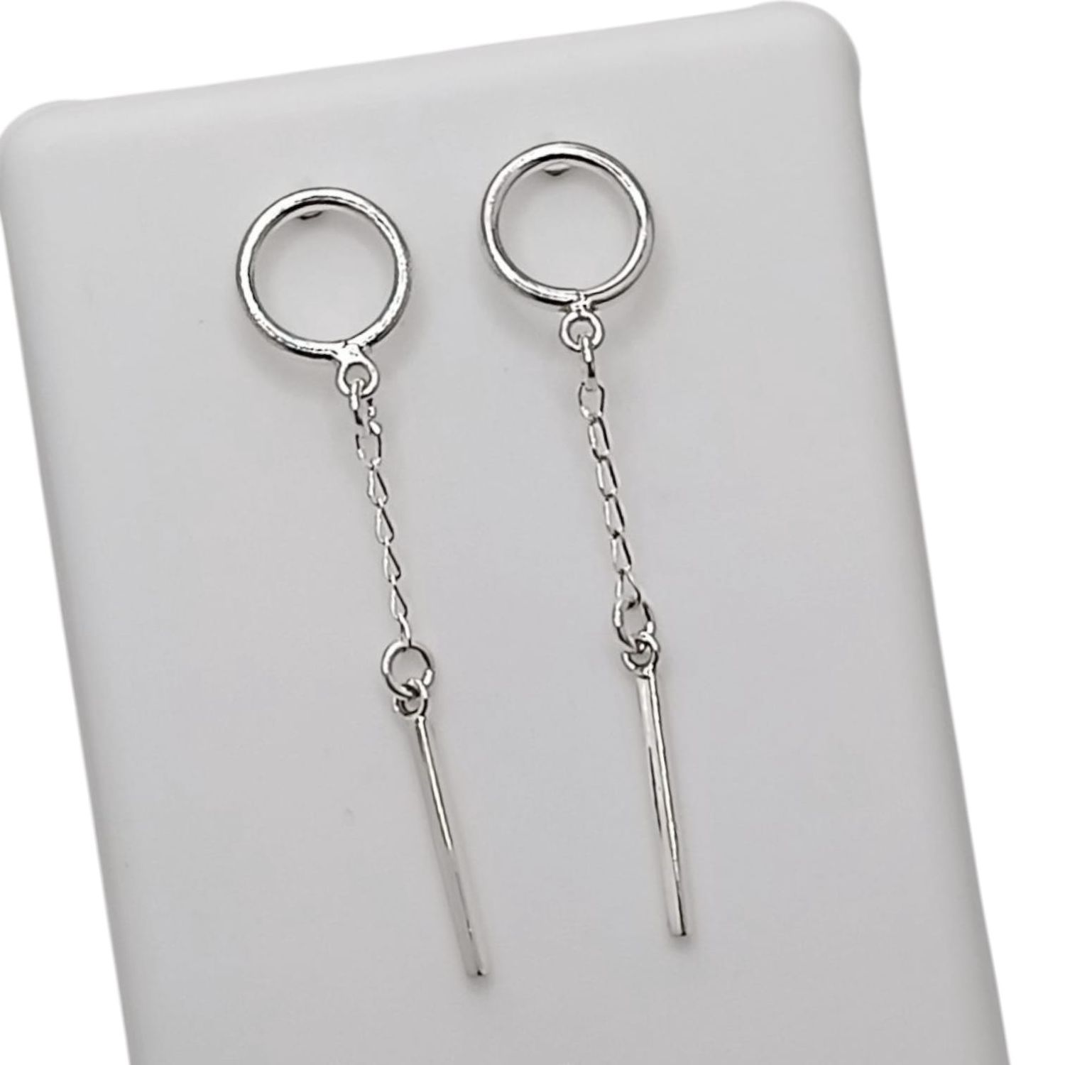 ARETE PENDULO LARGO 5 CM PLATA .925
