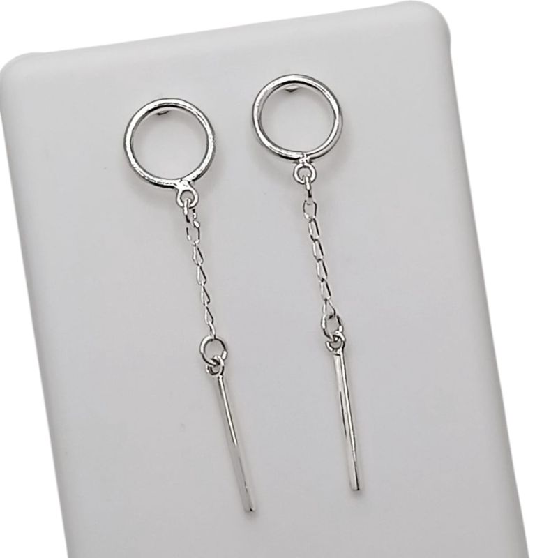ARETE PENDULO LARGO 5 CM PLATA .925