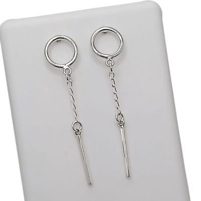 ARETE PENDULO LARGO 5 CM PLATA .925