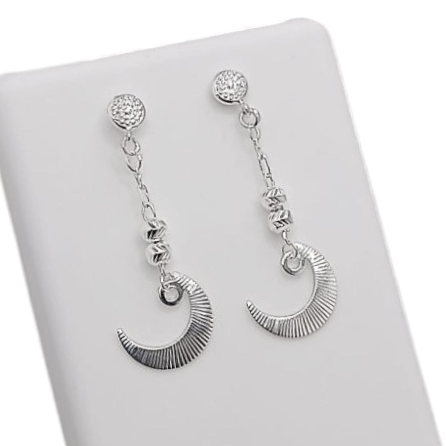 ARETE LARGO FANCY LUNA  4 CM  PLATA  .925