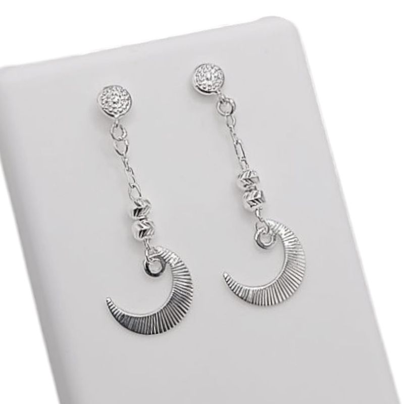 ARETE LARGO FANCY LUNA  4 CM  PLATA  .925