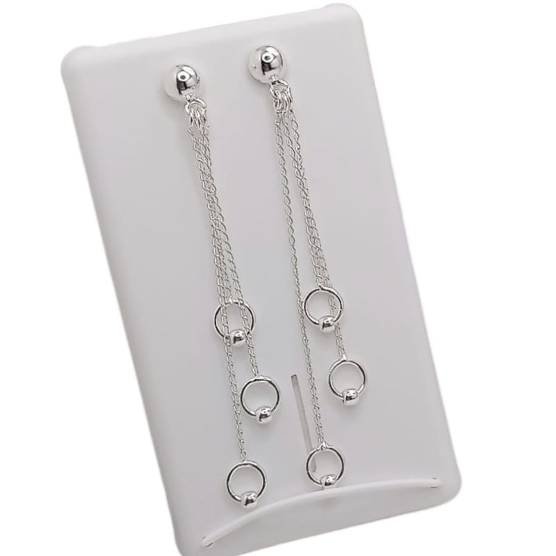 ARETE LARGO CON CIRCULOS 7.5 CM PLATA .925
