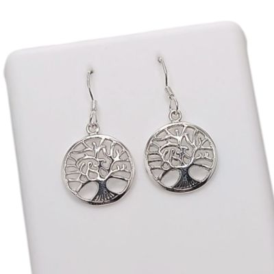 ARETE ARBOL DE LA VIDA 3 CM LARGO TOTAL  PLATA .925