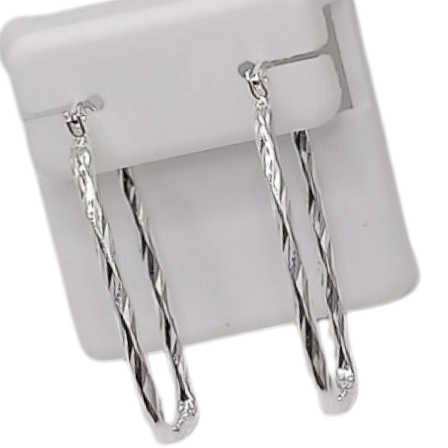 ARRACADA RECTANGULO TORSAL 3.5  CM  PLATA .925