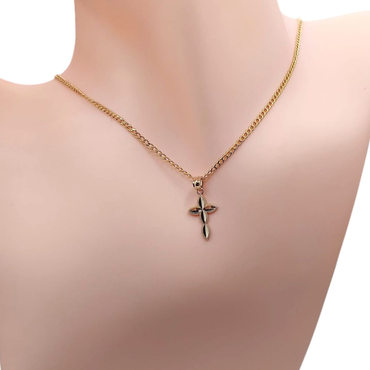 GARGANTILLA 20&quot; CRUZ 2 CM, ORO 14K