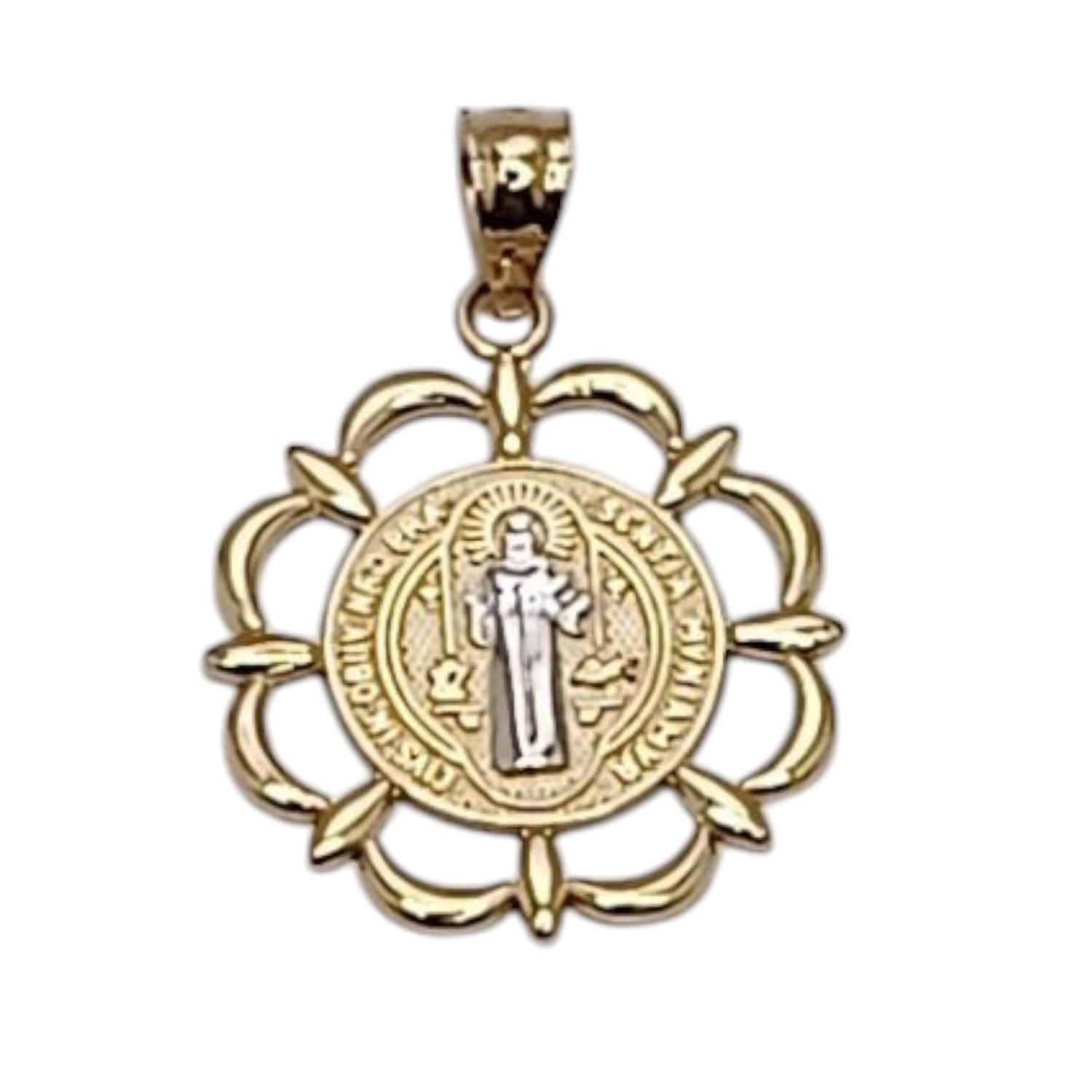 MEDALLA SAN JUDAS T 2 COLORES, 2.5 CM, ORO 14K