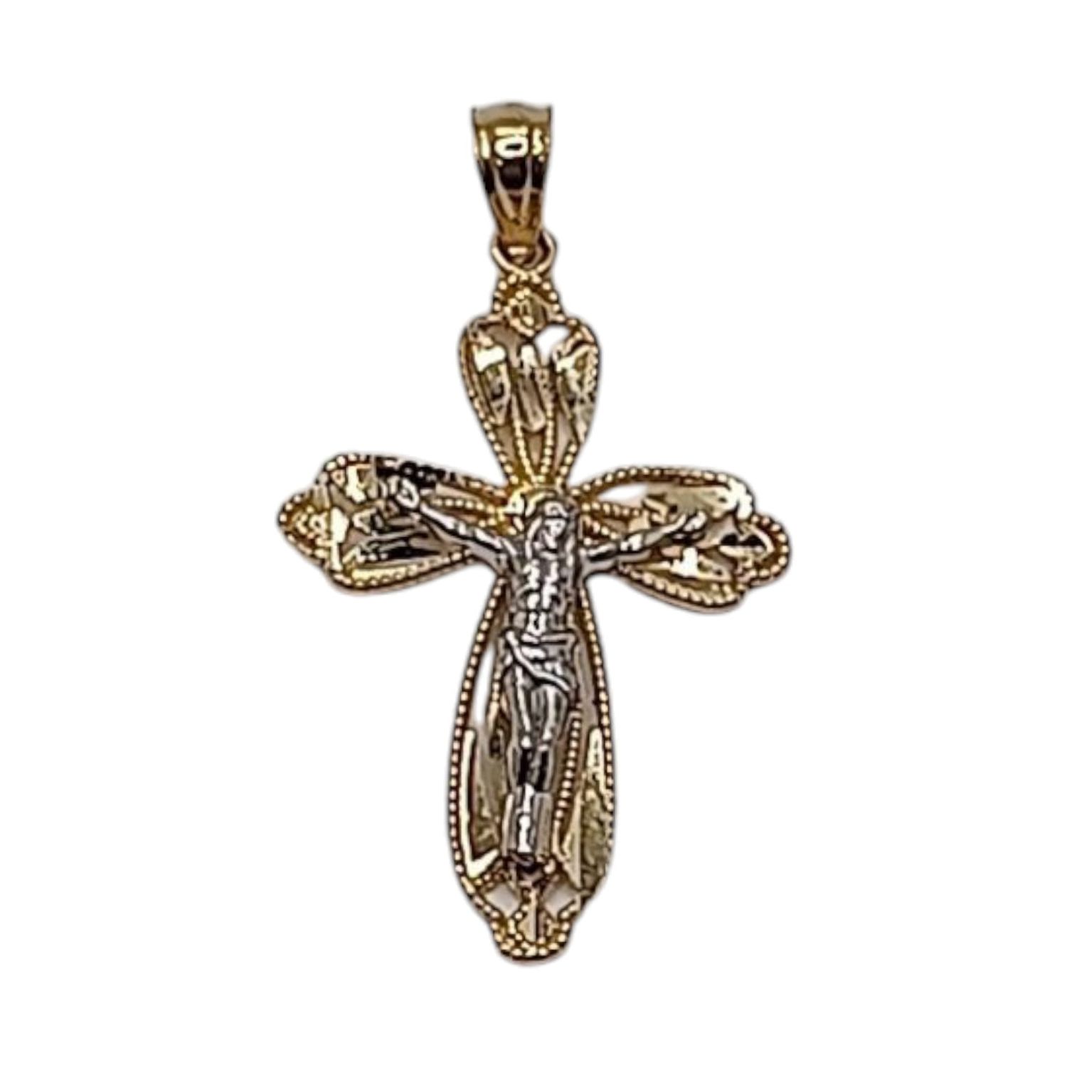 CRUZ CON CRISTO 2 COLORES 3 CM, ORO 14K