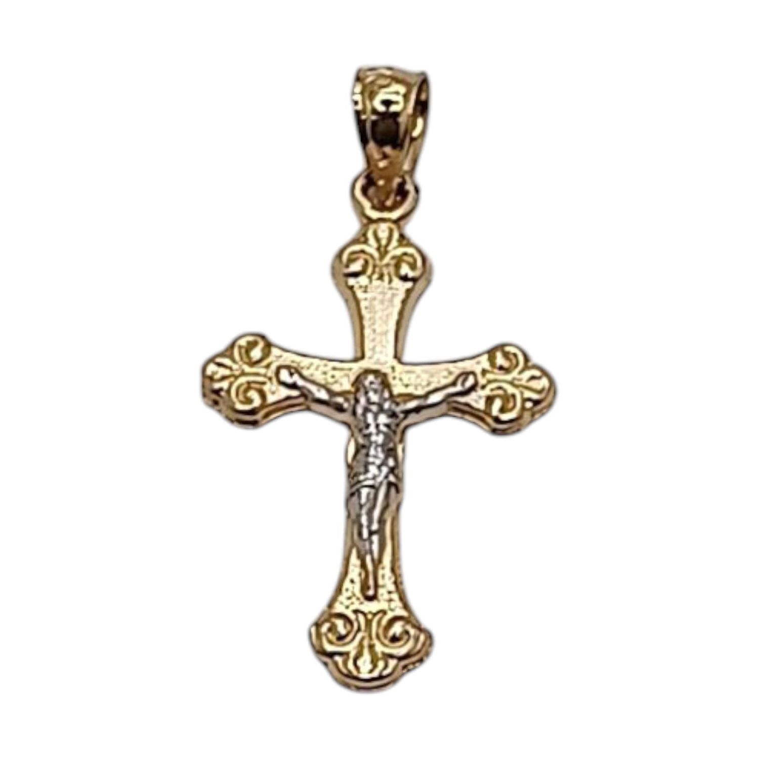 DIJE CRUZ CON CRISTO 2.5 CM, ORO 14K