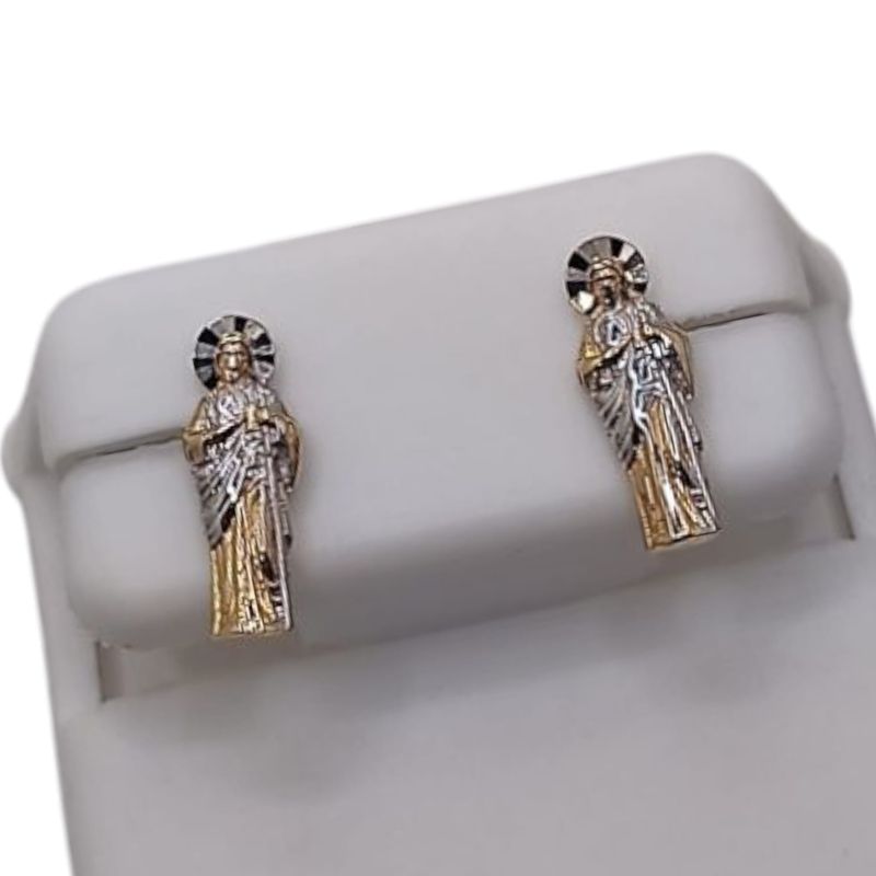 ARETE SAN JUDAS TADEO1.3 CM 3 COLORES, ORO 14K