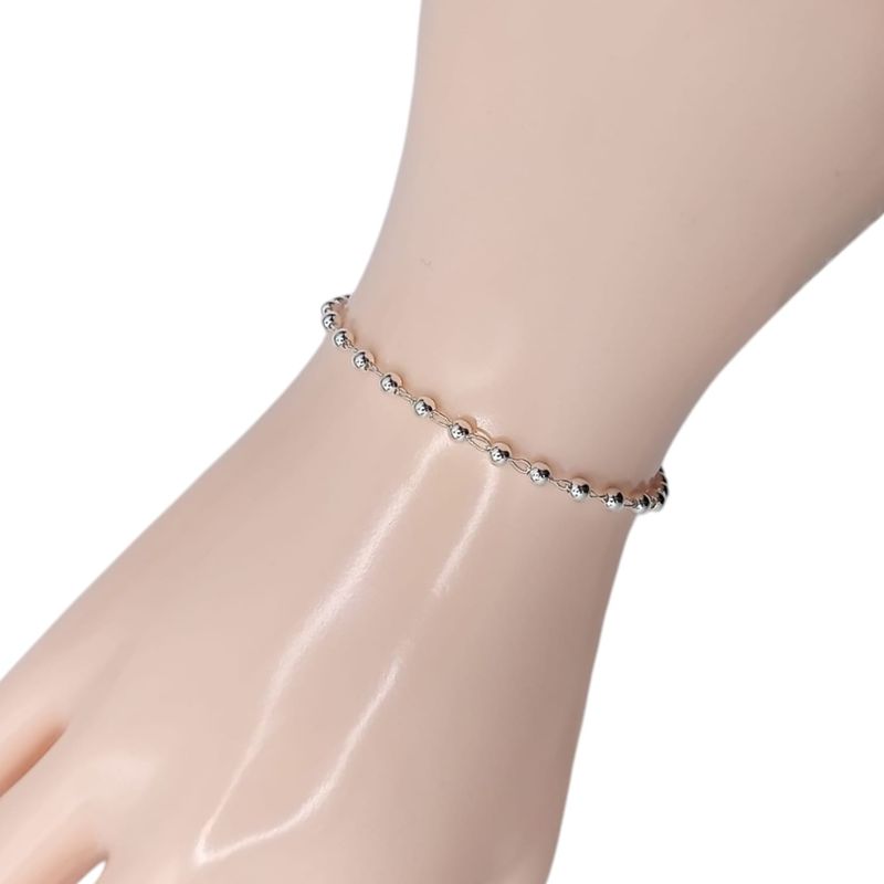 PULSERA BOLITAS  3MM  7.5&quot; PLATA .925
