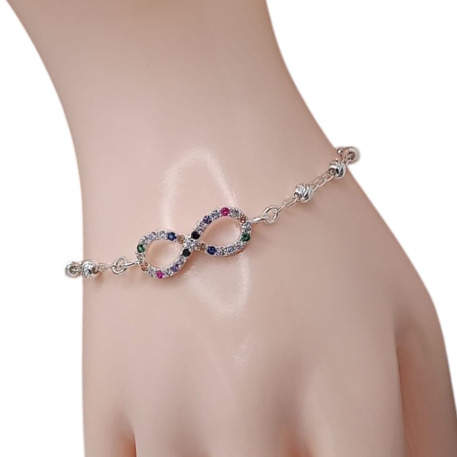PULSERA INFINITO CON CZ 7&quot; PLATA .925