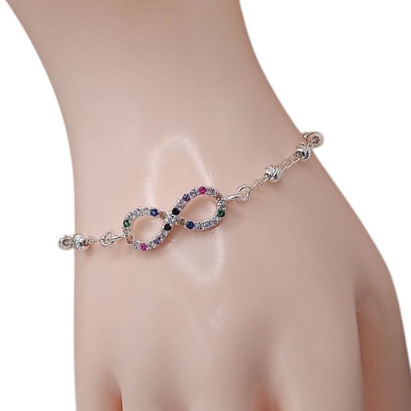 PULSERA INFINITO CON CZ 7&quot; PLATA .925