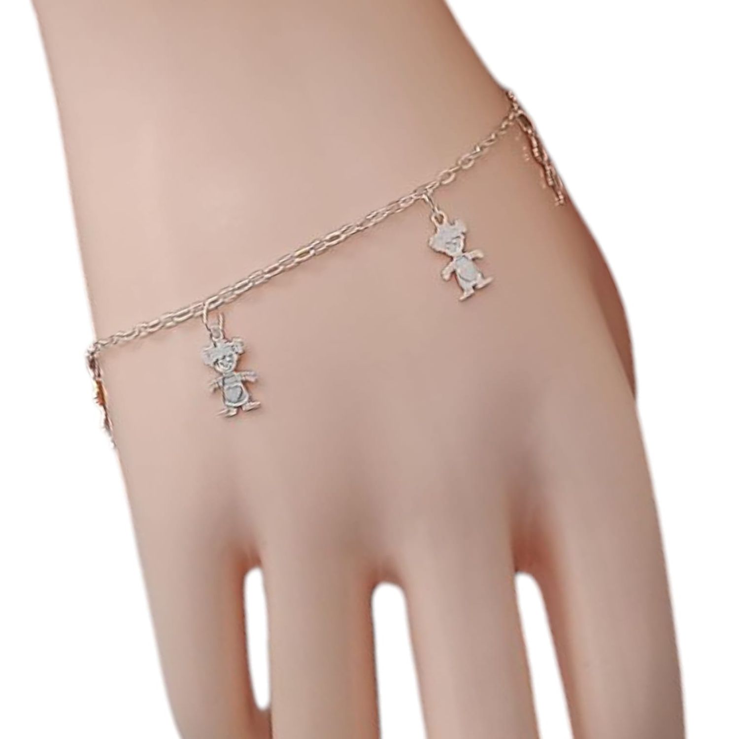 PULSERA NIÑAS  7.5&quot; AJUSTABLE PLATA .925