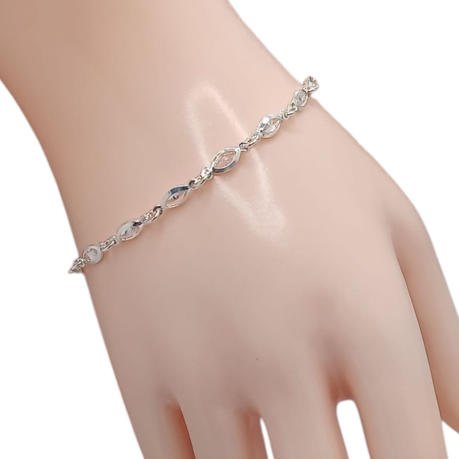 PULSERA 7&quot; CZ BCA,   PLATA .925