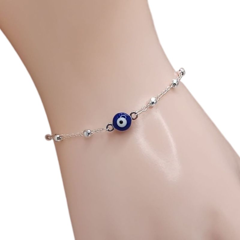 PULSERA 7&quot; OJITO AZUL, PLATA .925