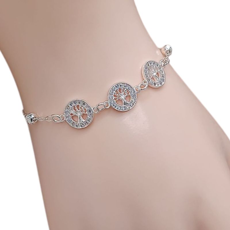 PULSERA CON ARBOL DE LA VIDA, AJUSTABLE, PLATA .925