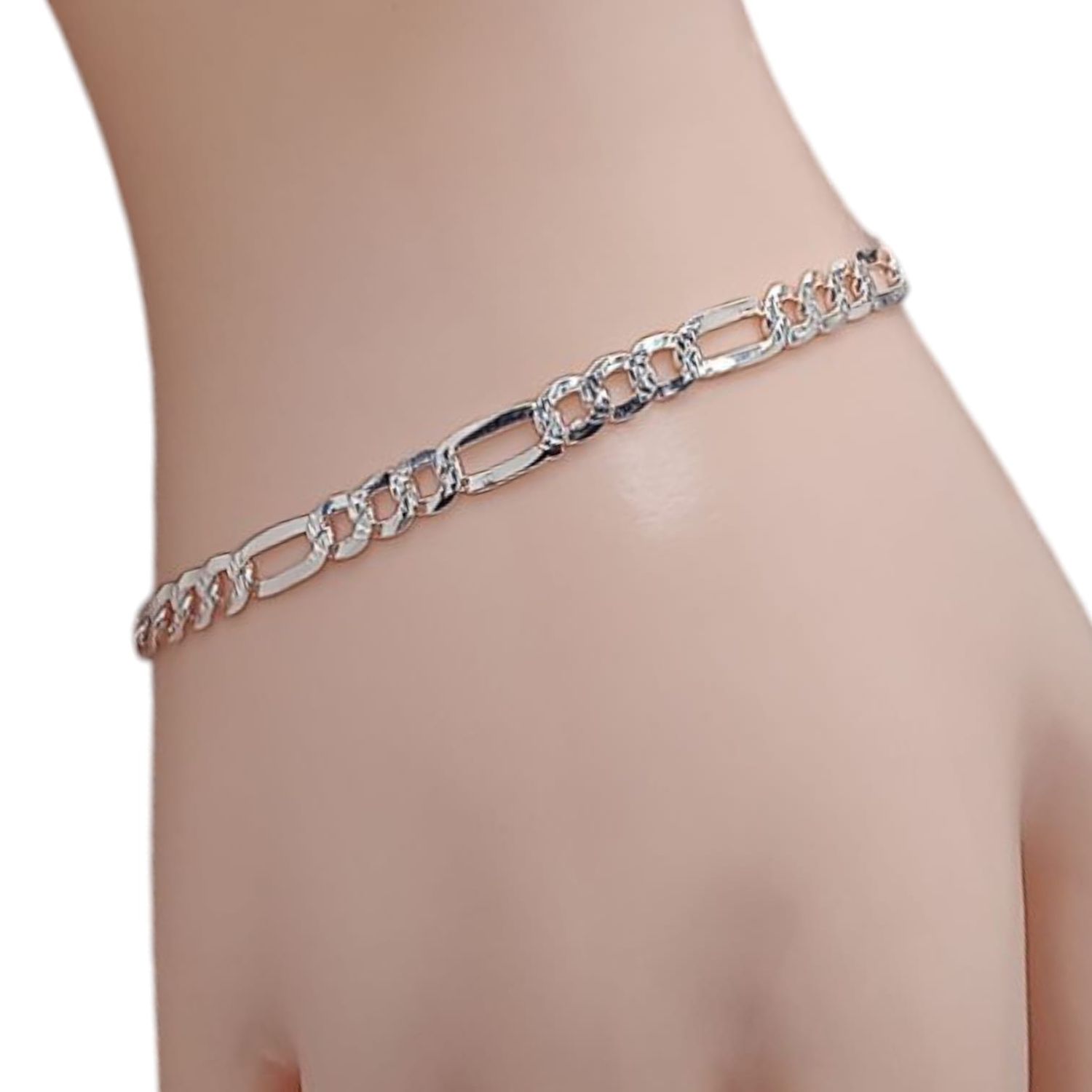 PULSERA FIGARO 8&quot;, 4.5MM, PLATA .925