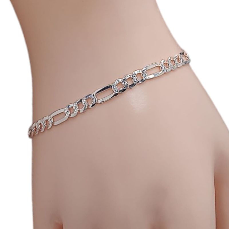 PULSERA FIGARO 8&quot;, 4.5MM, PLATA .925