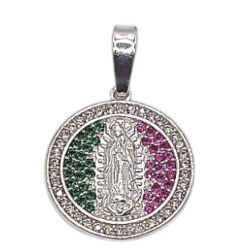 DIJE VIRGEN DE GPE 2 CM CON CZ TRICOLOR, PLATA .925