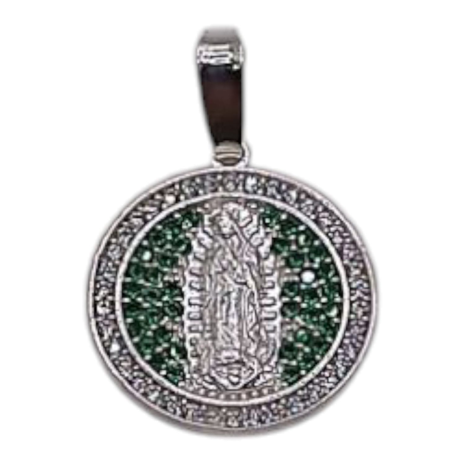 DIJE VIRGEN DE GPE 2 CM, CZ VERDE, PLATA .925