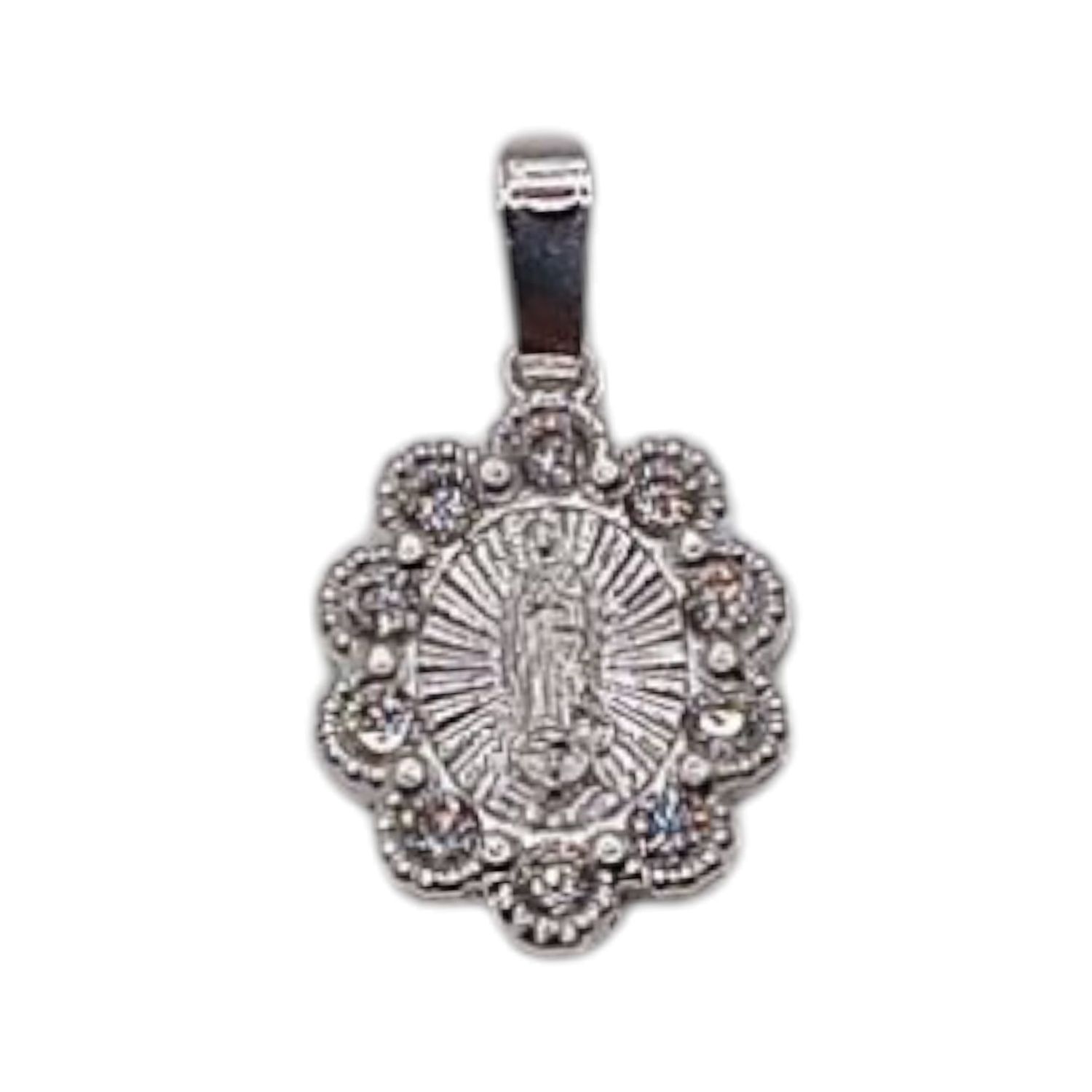 MEDALLA  VIRGEN DE GPE OVALADA 2 CM, PLATA .925