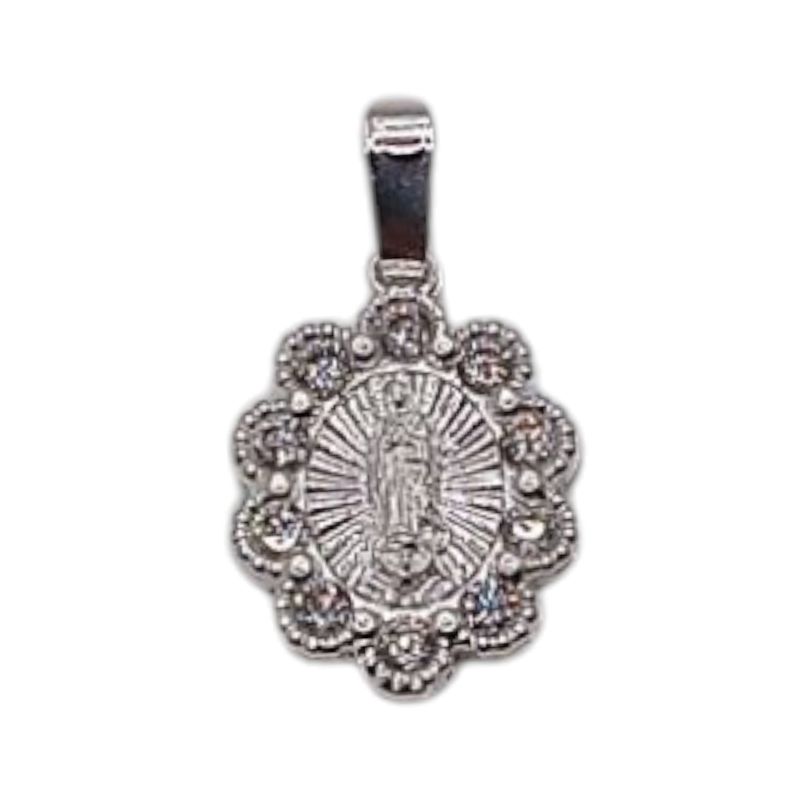 MEDALLA  VIRGEN DE GPE OVALADA 2 CM, PLATA .925