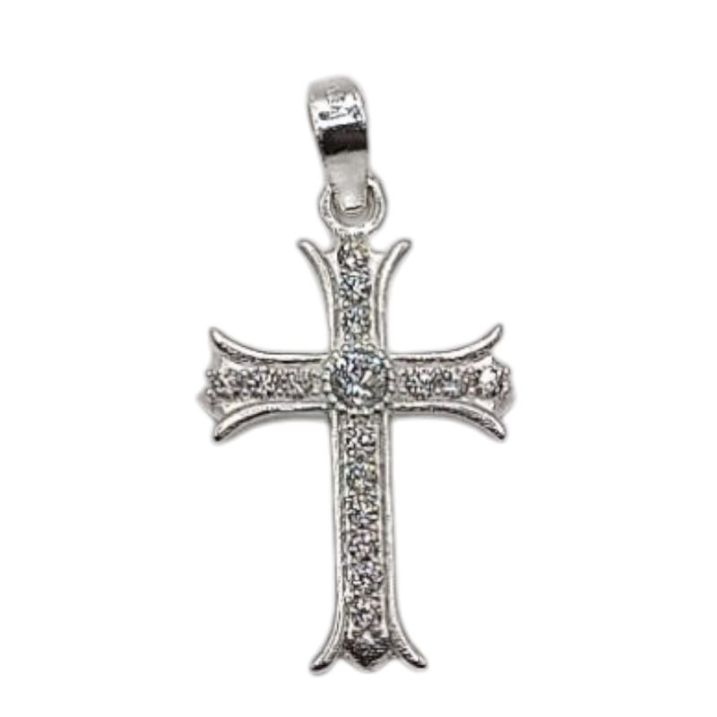 DIJE CRUZ CON CZ 2.5 CM, PLATA .925