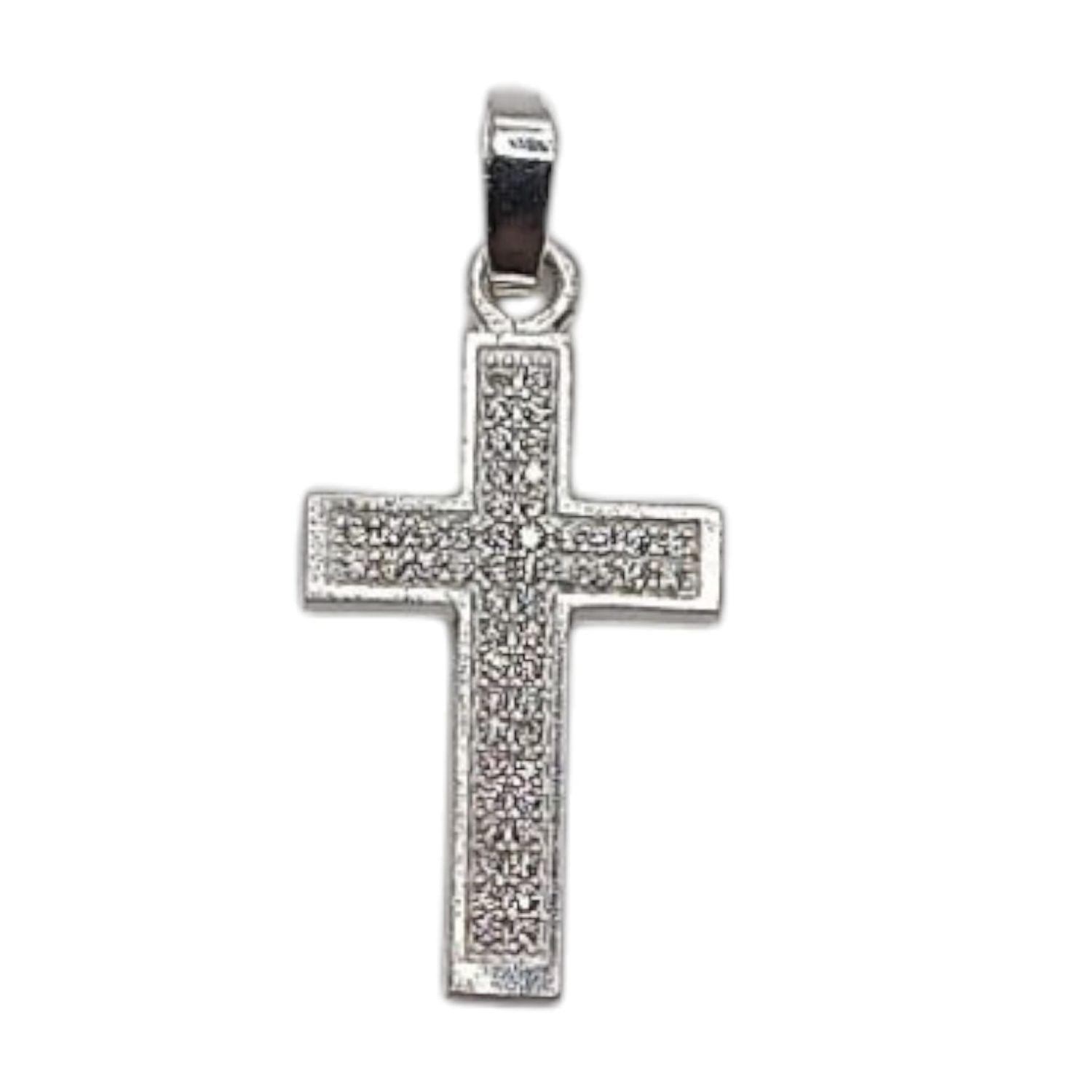 DIJE CRUZ CON CZ 2.5 CM, PLATA .925