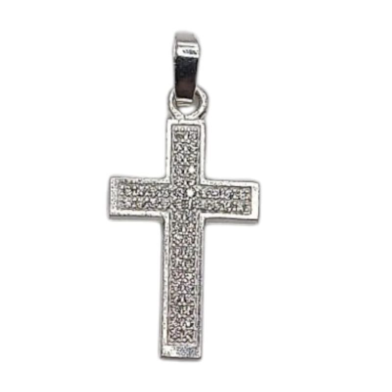 DIJE CRUZ CON CZ 2.5 CM, PLATA .925