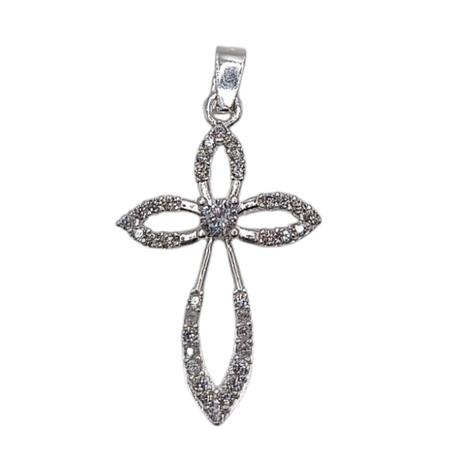 DIJE CRUZ CON CZ, 2.5 CM, PLATA .925