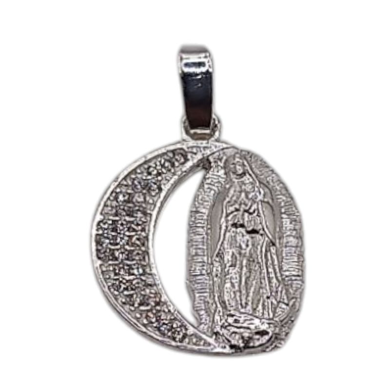 DIJE VIRGEN DE GPE CON LUNA, 2 CM, PLATA .925
