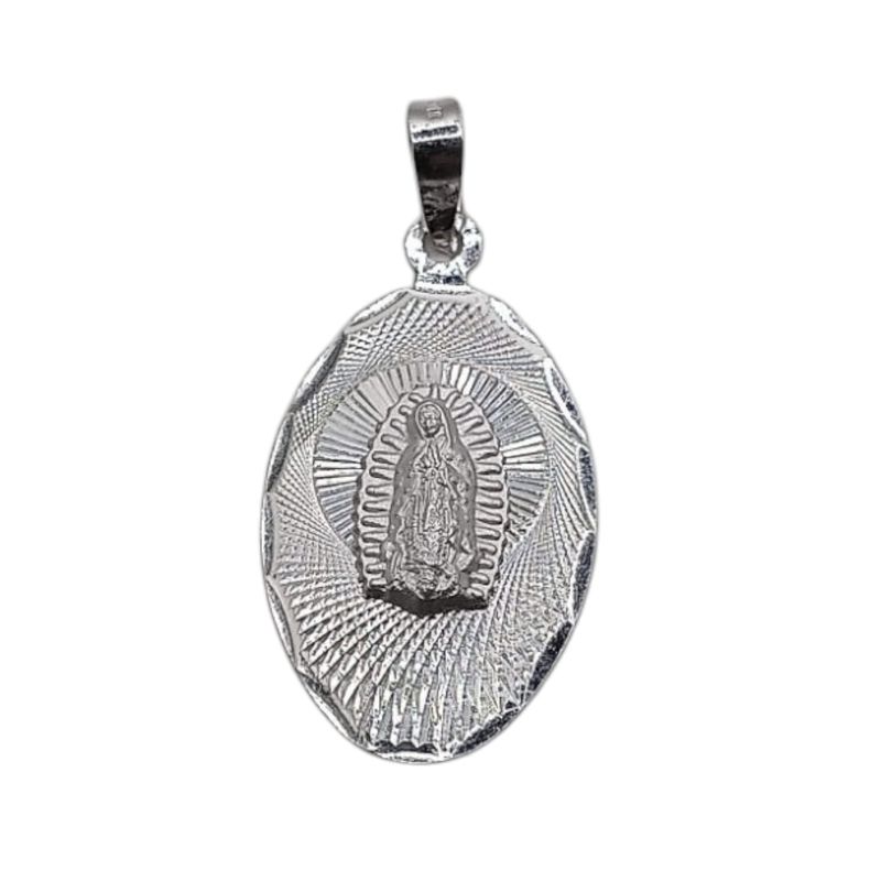 MEDALLA DIAMANTADA VIRGEN DE GPE 3 CM, PLATA .925