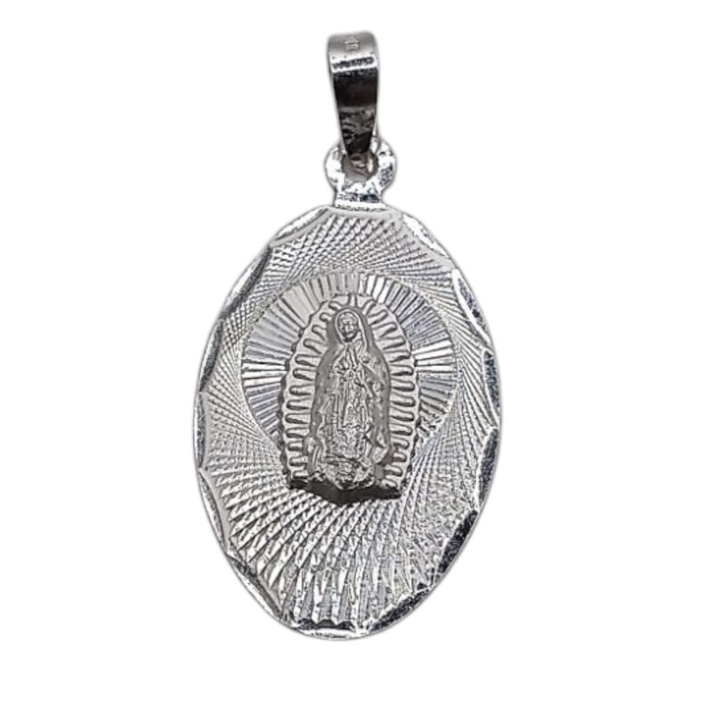 MEDALLA DIAMANTADA VIRGEN DE GPE 3.5 CM, PLATA .925