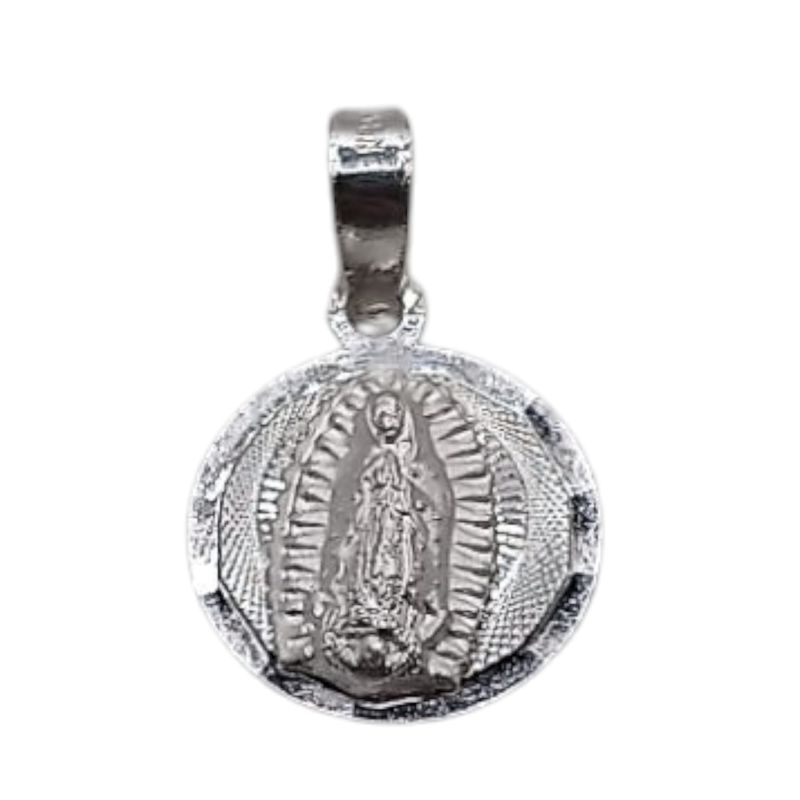 MEDALLA REDONDA VIRGEN DE GPE, 1.5 CM, PLATA .925