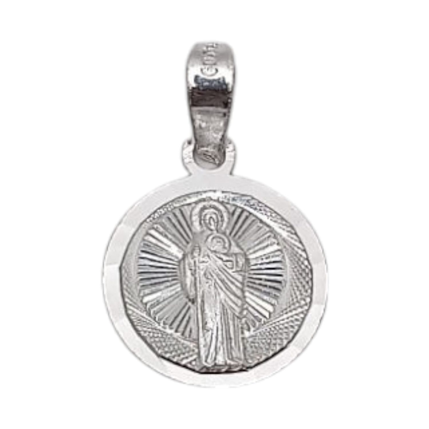 MEDALLA  DIAMANTADA SAN JUDAS T, 1.5 CM, PLATA .925